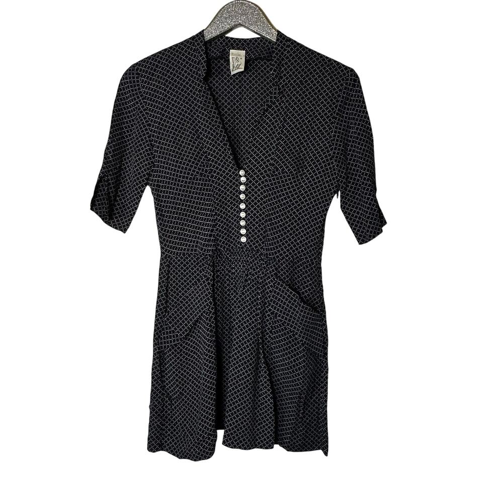 Bread & Butterflies Black Diamond Print Retro Dress